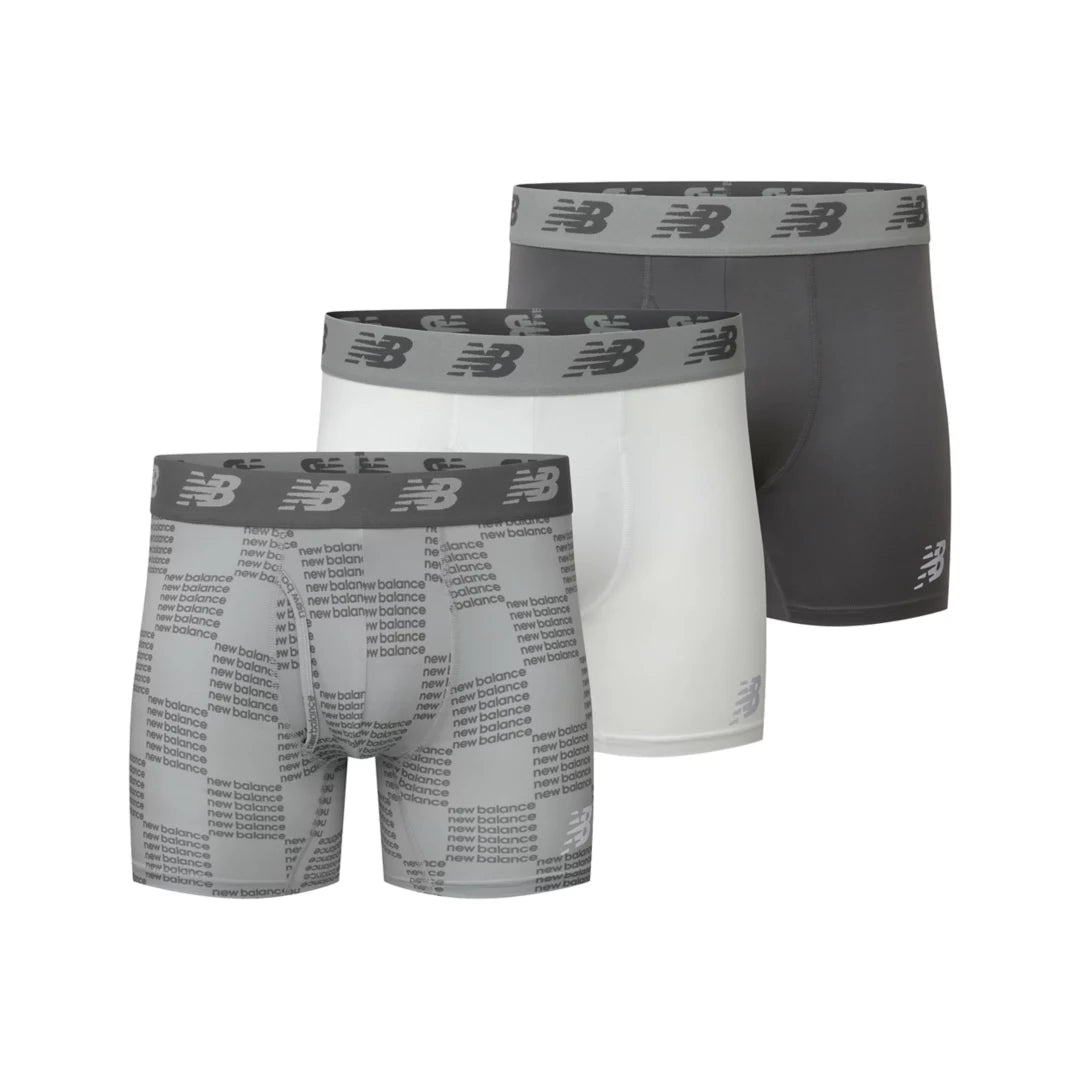 Men Mens Premium 6 Inch Boxer Brief with Fly 3 Pack / New Balance