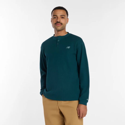 Men Numeric Waffle Knit Long Sleeve Henley / New Balance