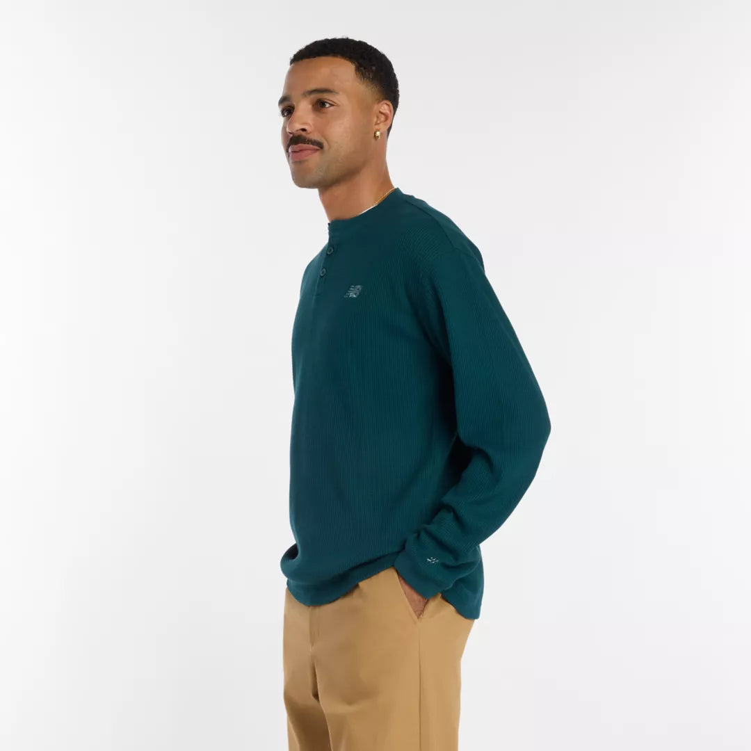 Men Numeric Waffle Knit Long Sleeve Henley / New Balance