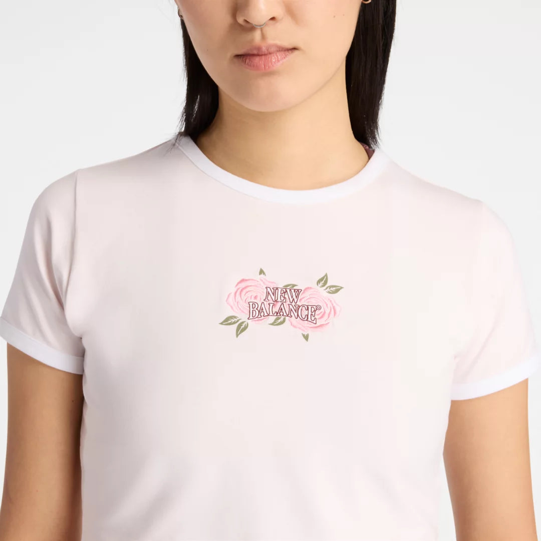 Women Linear Rose Baby Doll T-Shirt / New Balance
