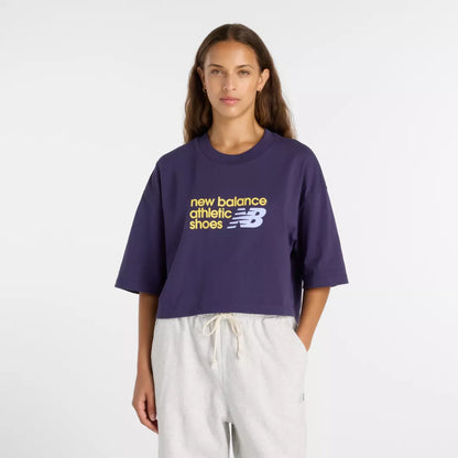 Women Athletics Premium Chest Logo Cropped T-Shirt / New Balance