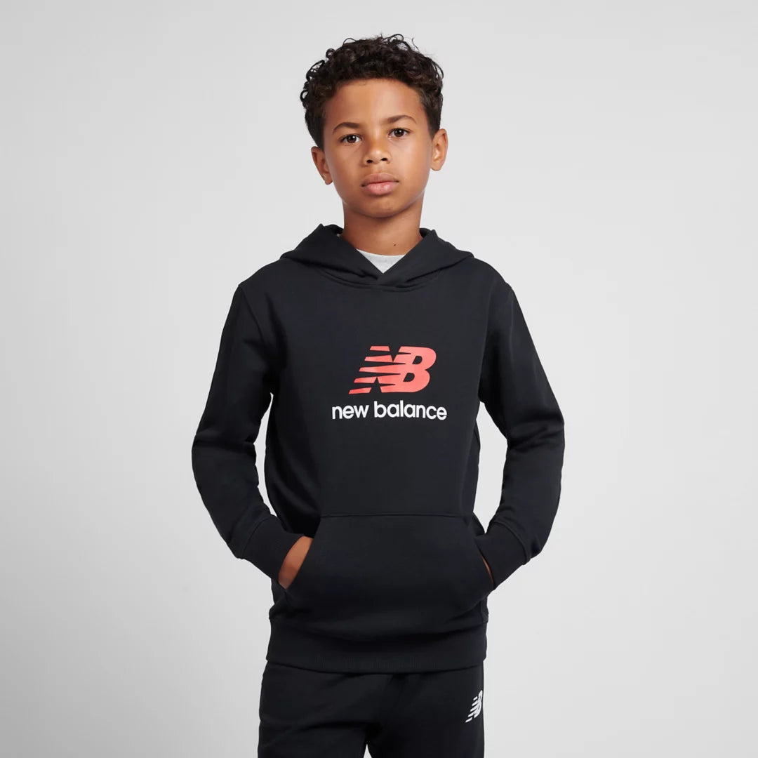 Kids Brush Back Stacked Logo Hoodie / New Balance