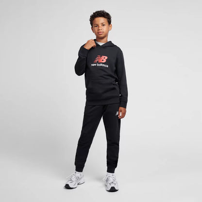 Kids Brush Back Stacked Logo Hoodie / New Balance