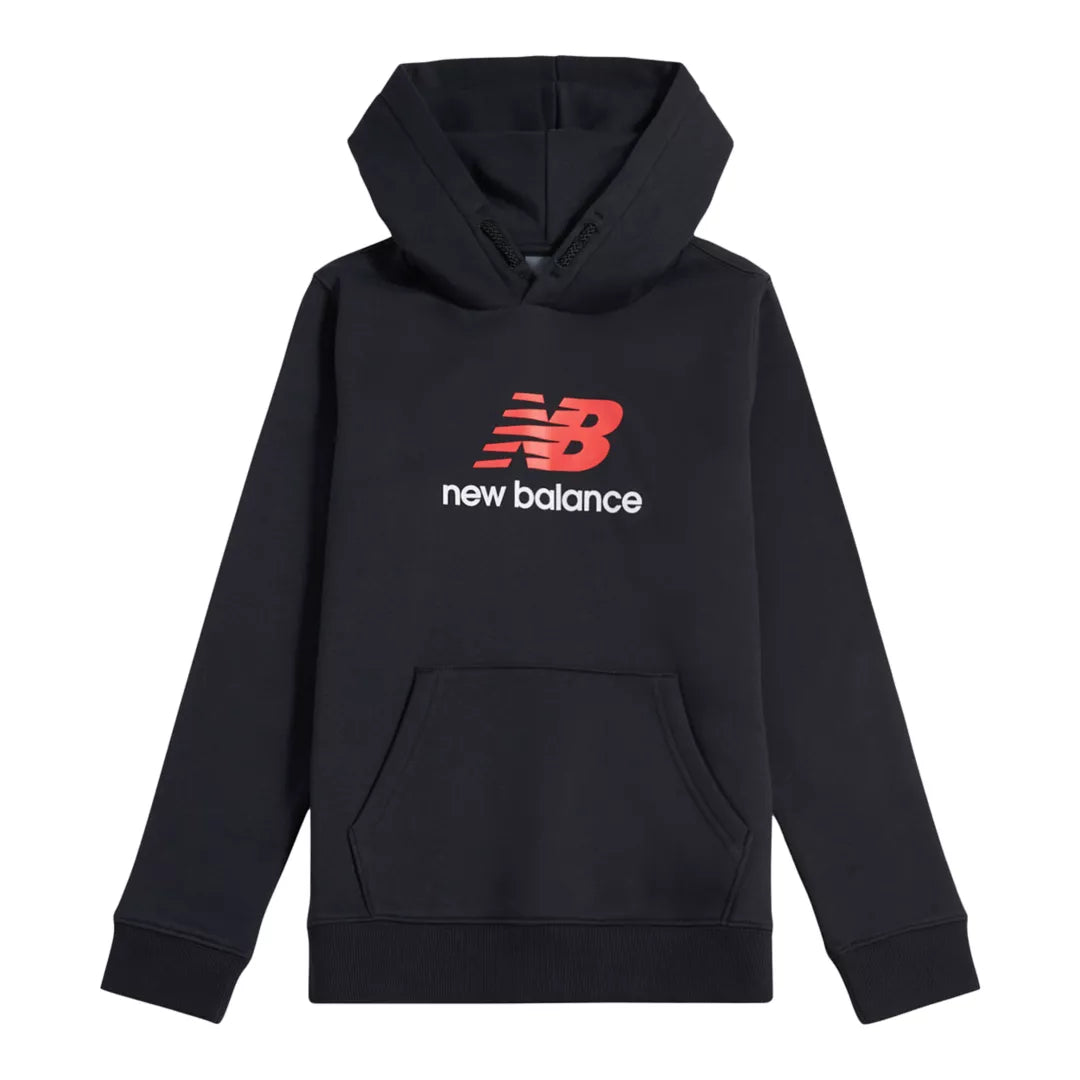 Kids Brush Back Stacked Logo Hoodie / New Balance
