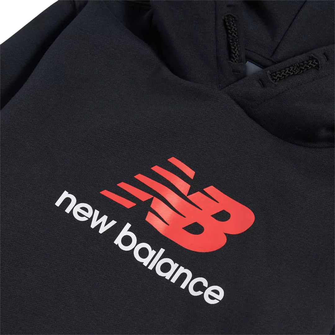 Kids Brush Back Stacked Logo Hoodie / New Balance